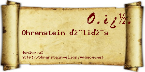Ohrenstein Éliás névjegykártya